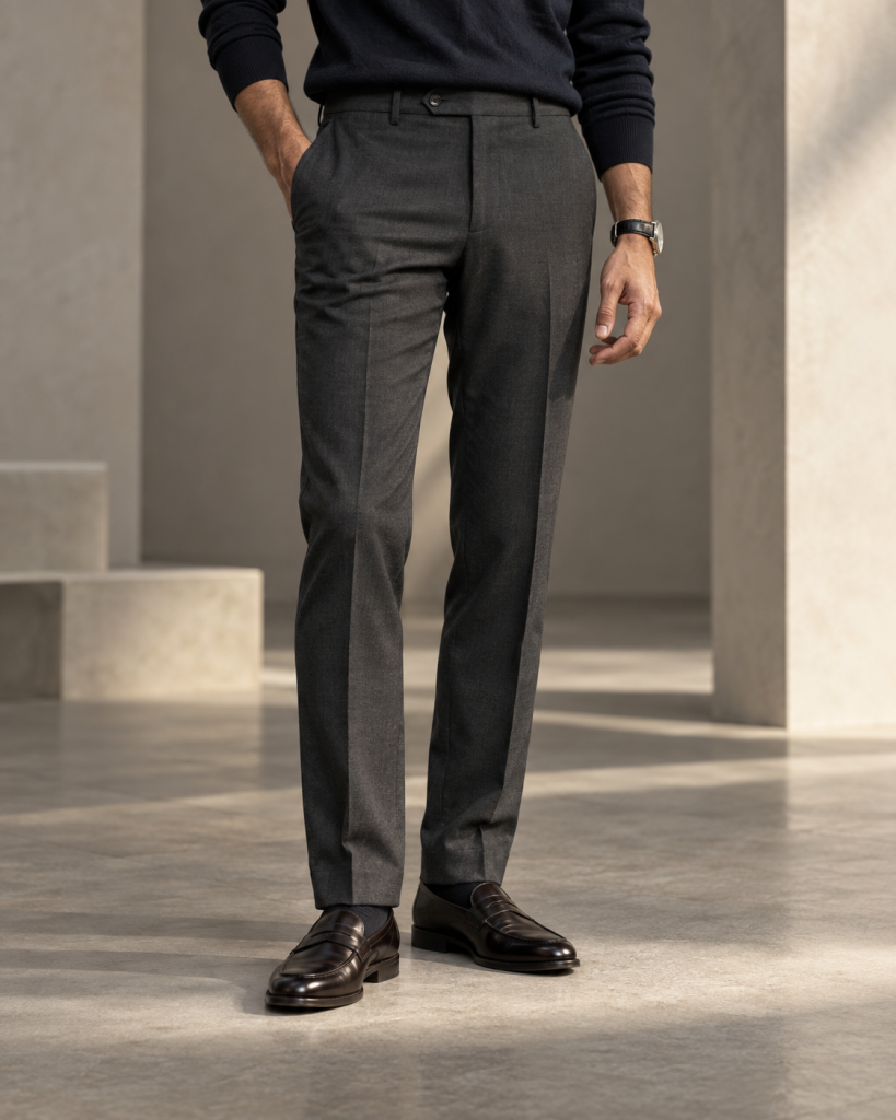 Pantalones masculinos de vestir color carbón