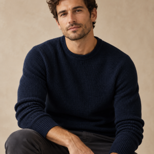 Sweater masculino tejido color azul marino